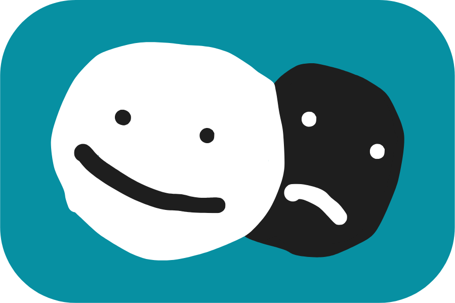 A smiling face overlapping a hidden sad face