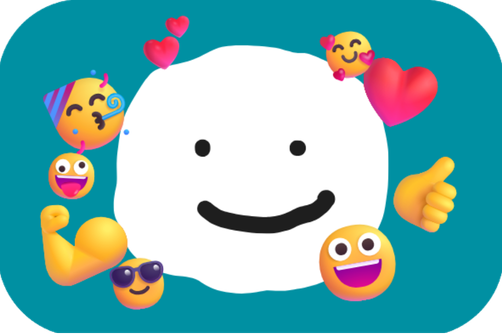 The LookOutPal badge: a friendly face surrounded by reactions